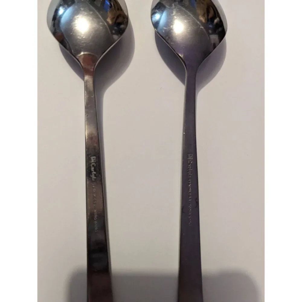VTG CARLYLE Hong Kong stainless cameo pattern lot‎ 2 tablespoons replacement